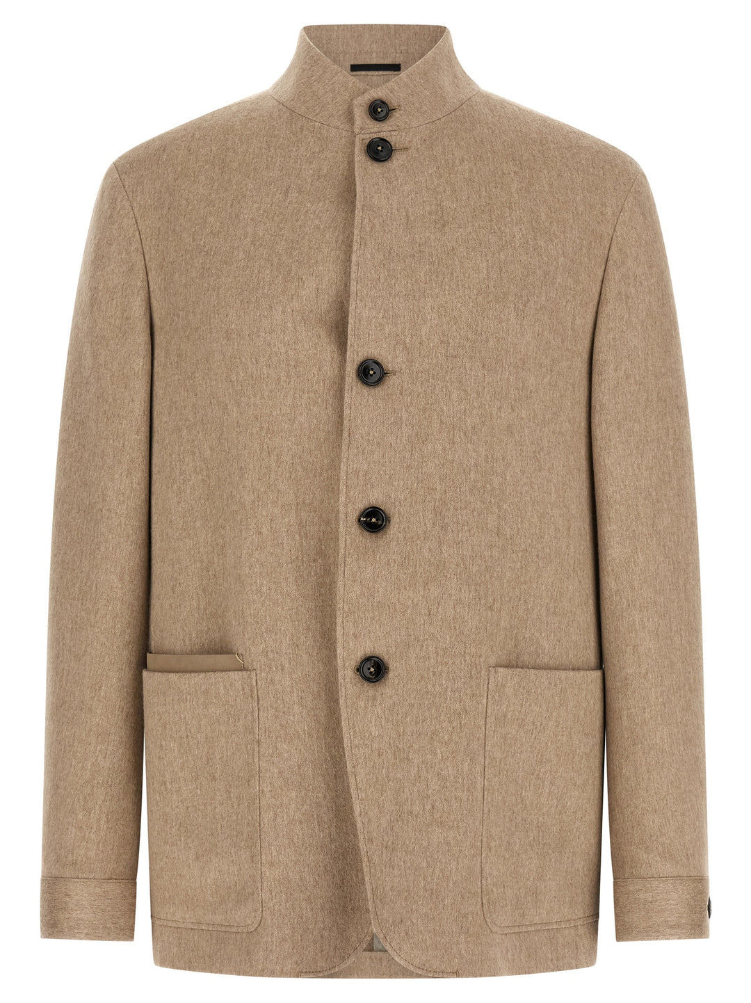 ZEGNA Beige Cashmere Full-Length Jacket