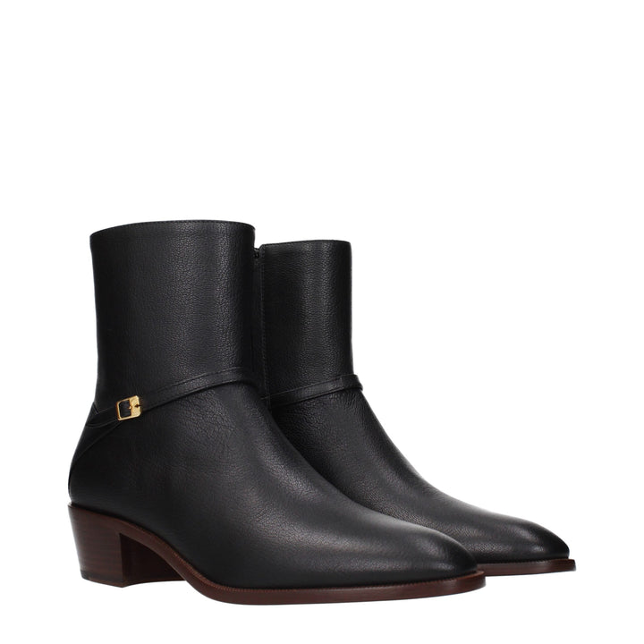 Valentino Garavani Black Leather Ankle Boots