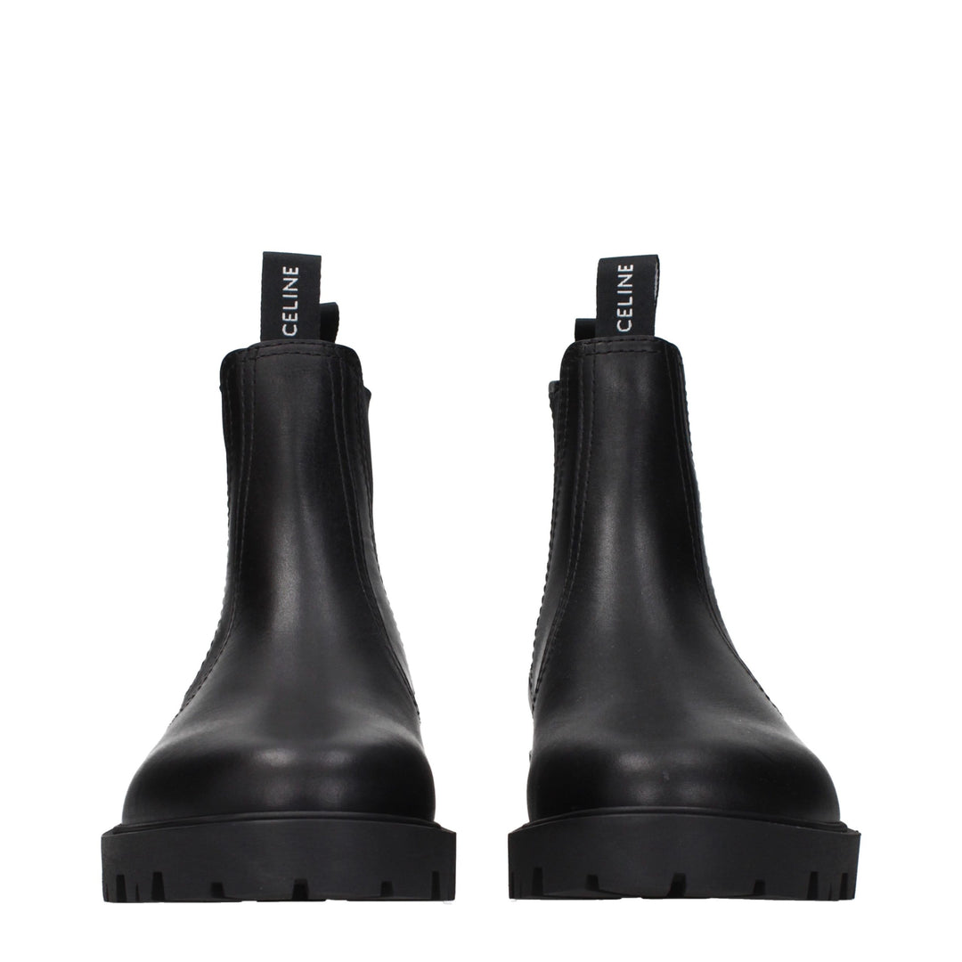Celine Black Leather Ankle Boots
