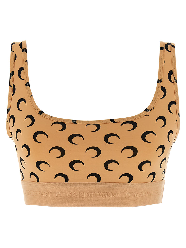 Marine Serre Beige Polyamide Sport Bra