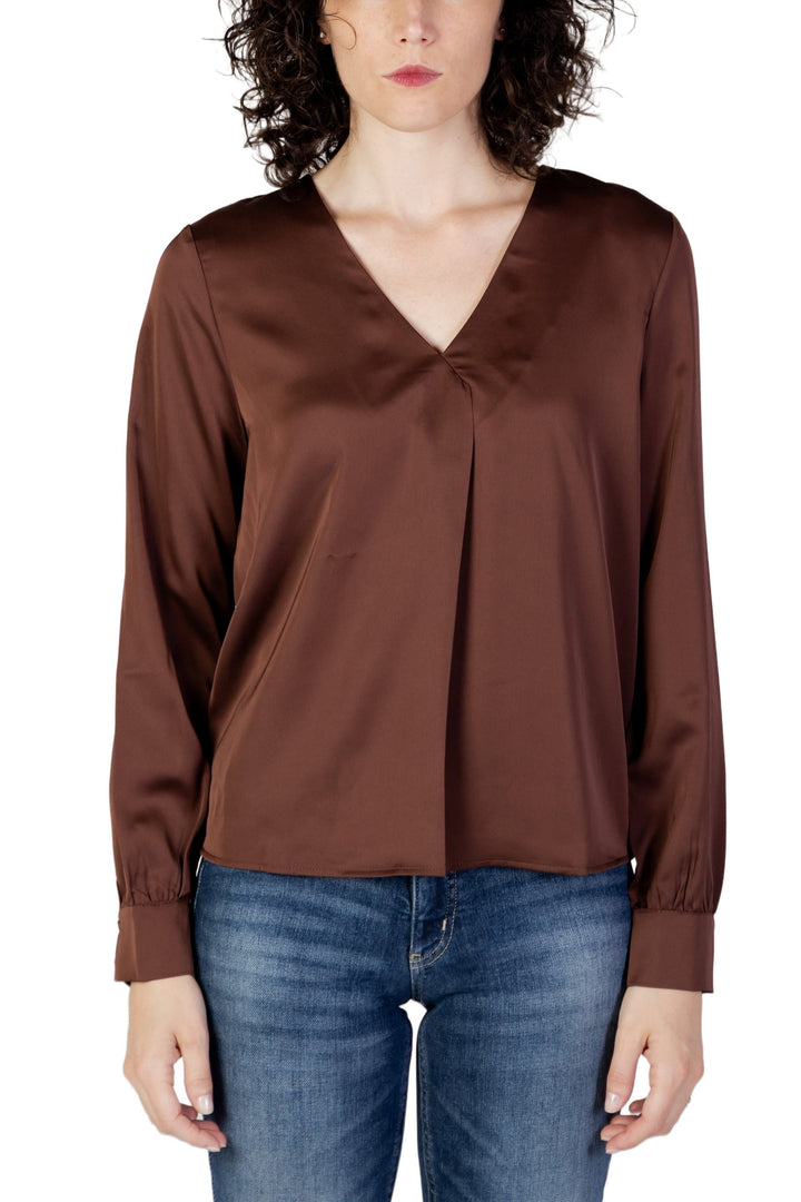 Vila Clothes Brown Polyester Blouse