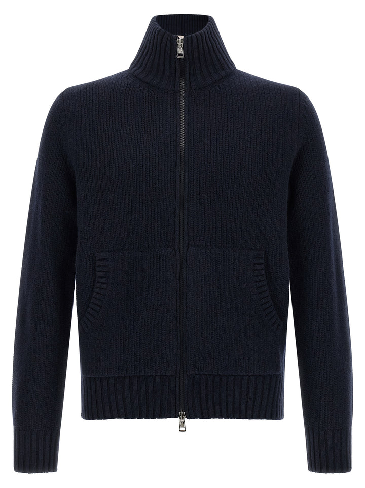 Moncler Blue Virgin Wool Cardigan