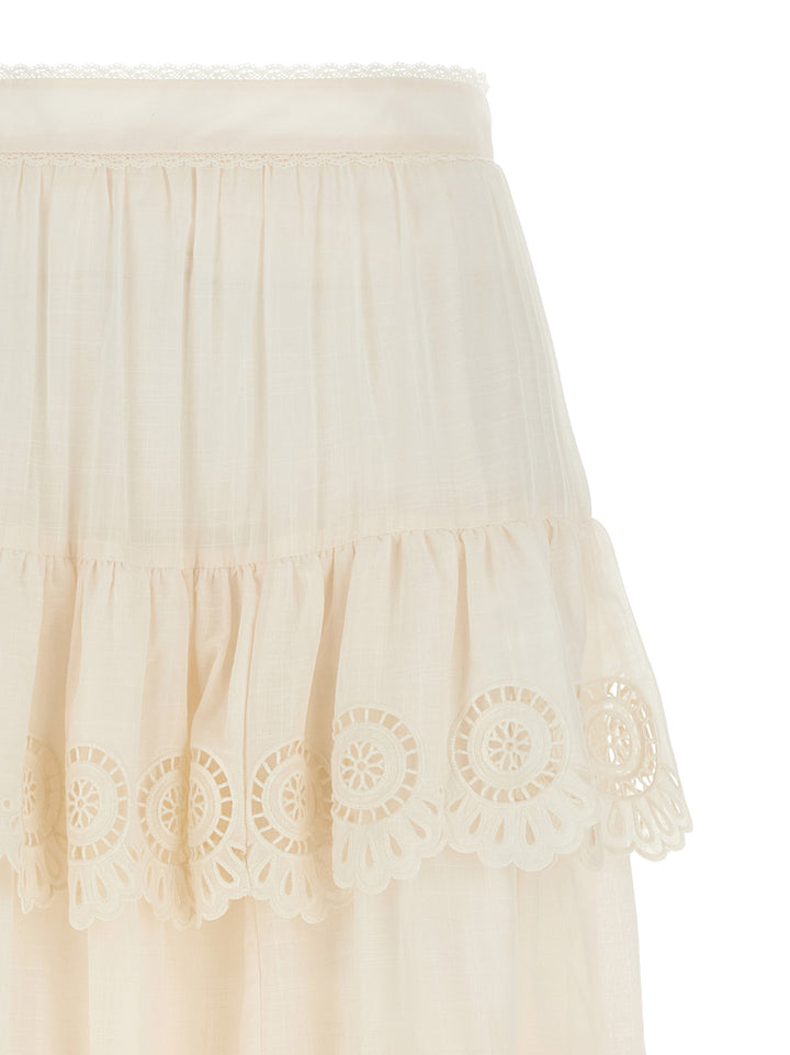Zimmermann White Cotton Mini Skirt