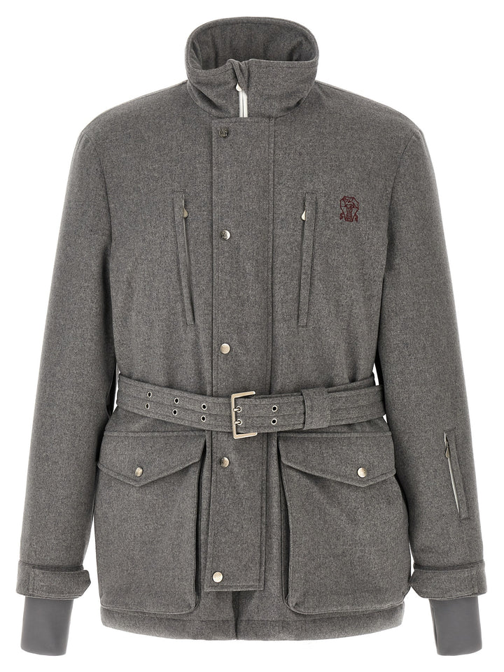 Brunello Cucinelli Gray Wool Full-Length Jacket
