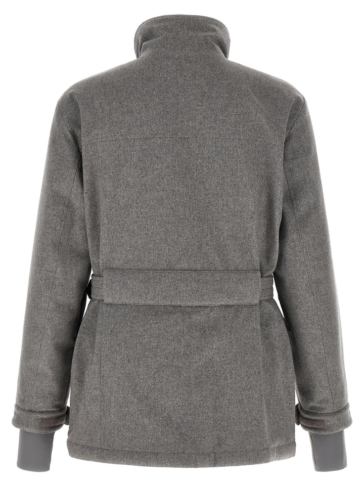 Brunello Cucinelli Gray Wool Full-Length Jacket