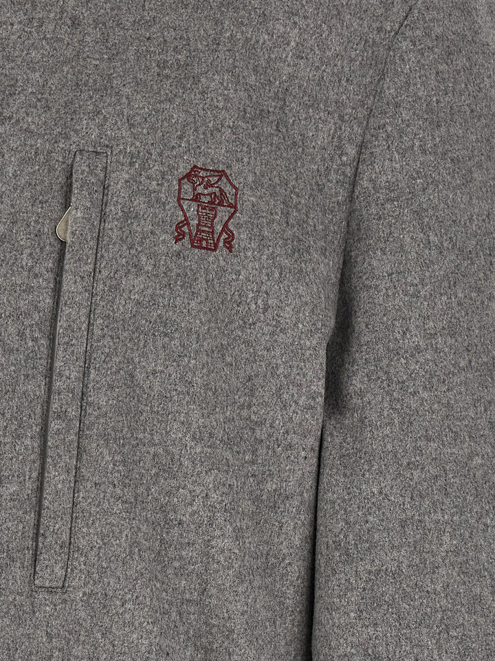 Brunello Cucinelli Gray Wool Full-Length Jacket