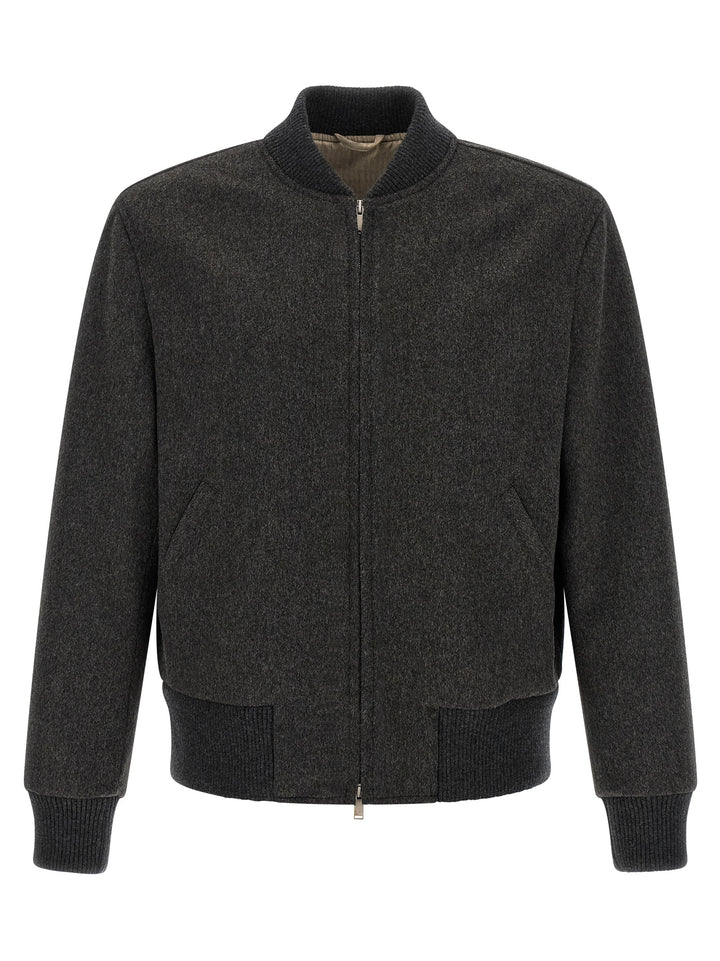 Lardini Gray Virgin Wool Bomber