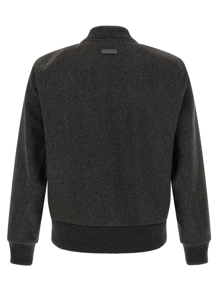 Lardini Gray Virgin Wool Bomber