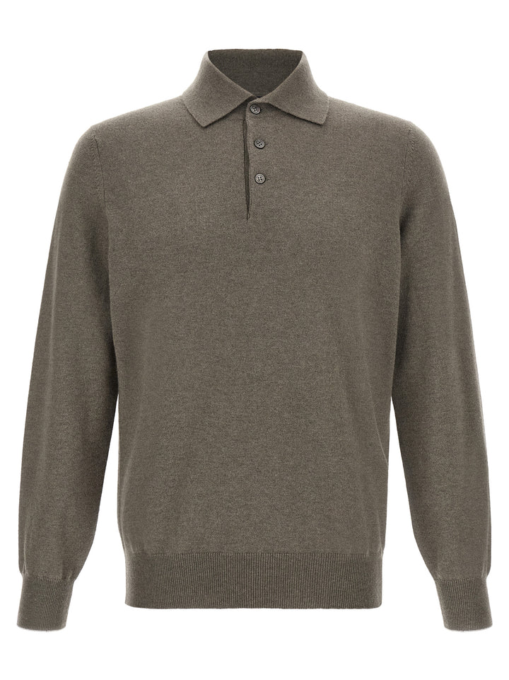 Brunello Cucinelli Bicolor Cashmere Polo Shirt