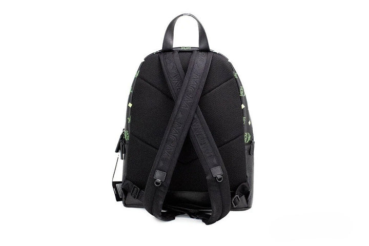 MCM Color Splash Visetos Black Green Purple Medium Mixed Leather Backpack Bookbag