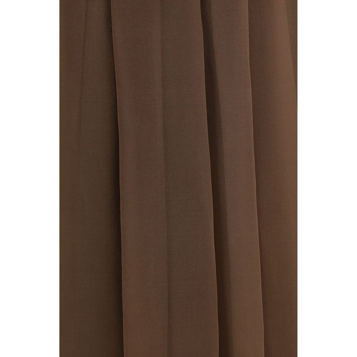 Brunello Cucinelli Brown Silk Midi Skirt