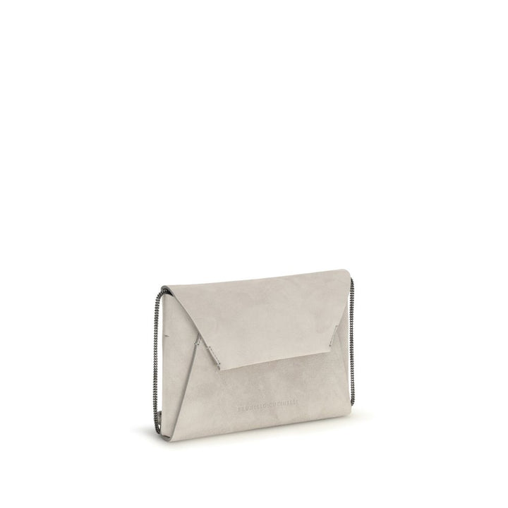 Brunello Cucinelli Gray Calf Leather Bos Taurus Clutch Bag