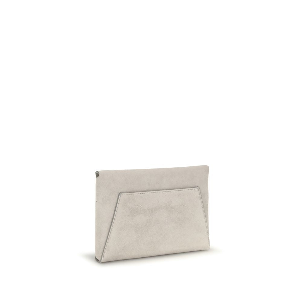 Brunello Cucinelli Gray Calf Leather Bos Taurus Clutch Bag