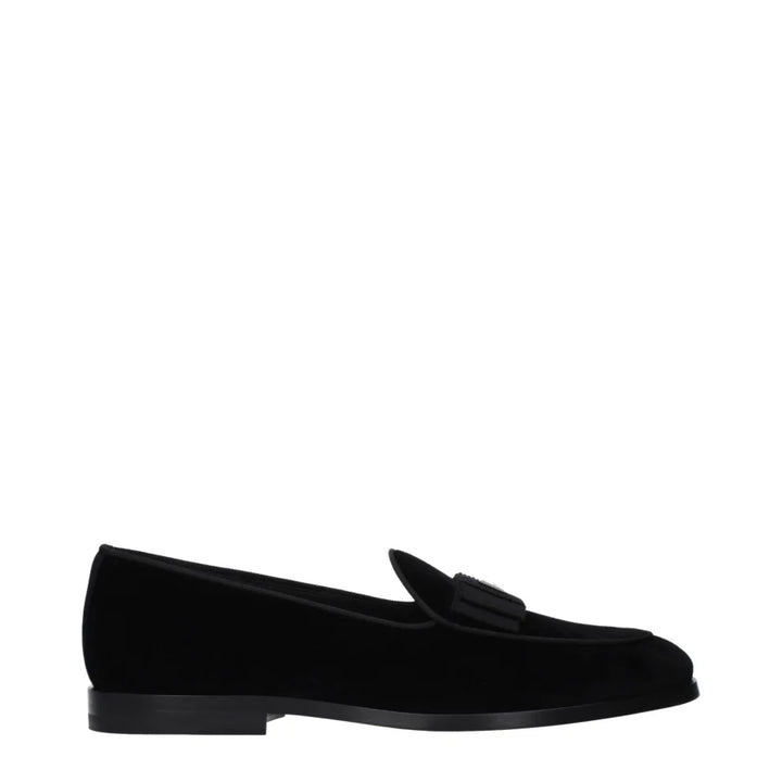 Dolce & Gabbana Black Velvet Slip-On Loafers