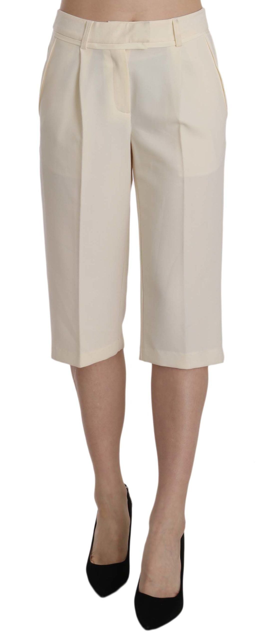 Pantalones rectos cortos color crema Silvian Heach Sensation
