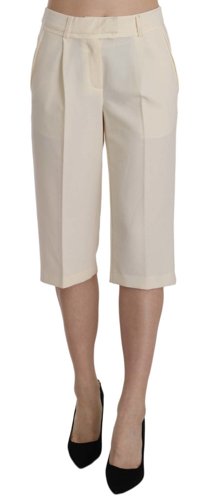 Pantalones rectos cortos color crema Silvian Heach Sensation