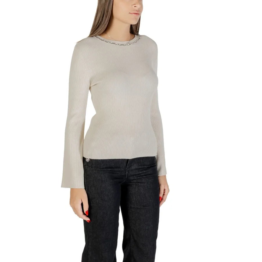 Only Beige Viscose Sweatshirt