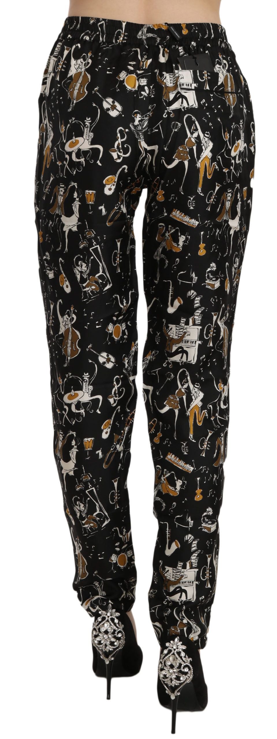 Pantalon fuselé taille haute élégant en soie Dolce &amp;amp; Gabbana