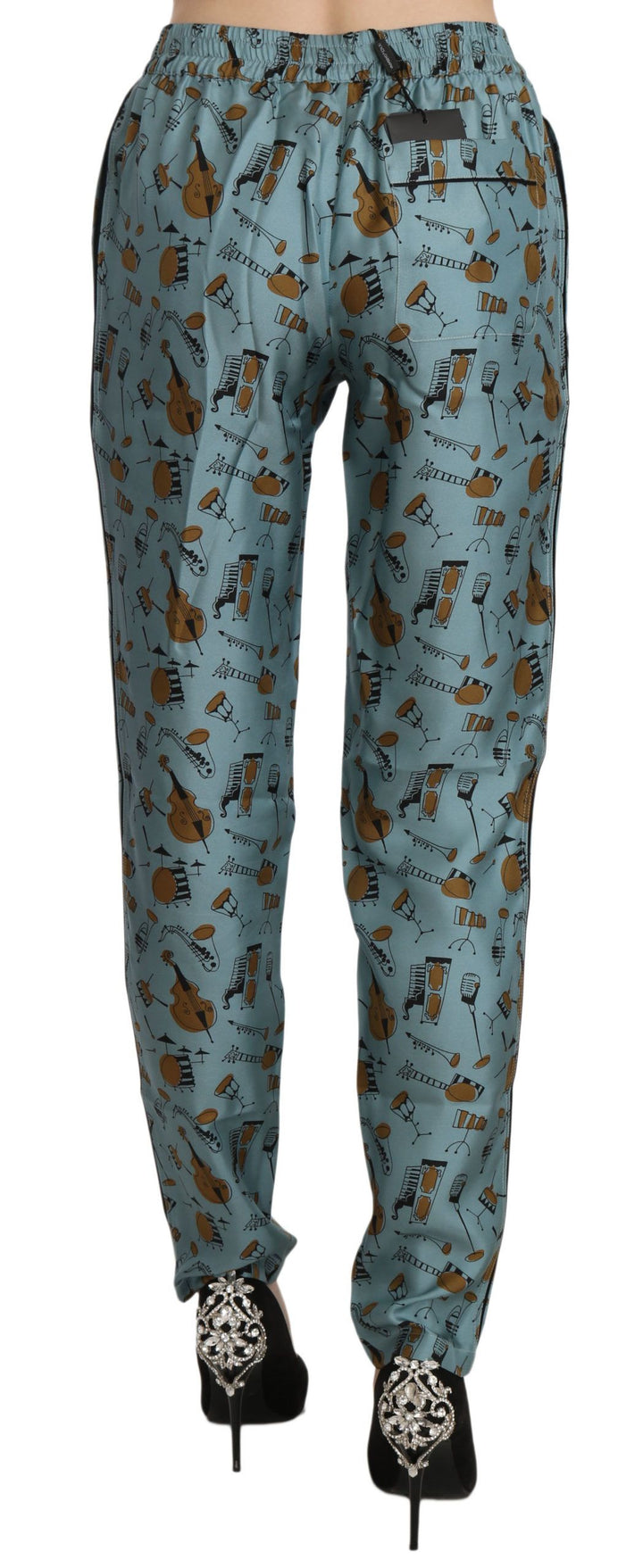 Dolce &amp; Gabbana Blue Musical Instruments Print Tapered Pants
