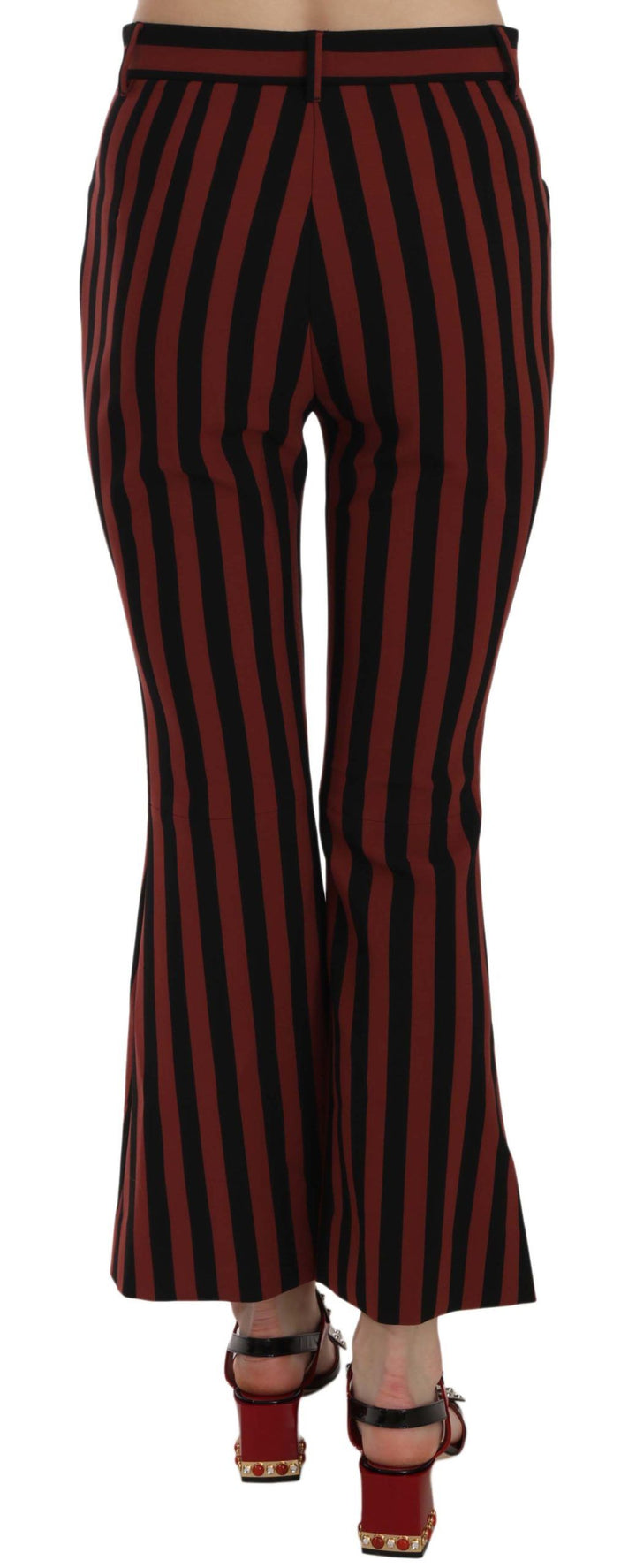 Dolce &amp; Gabbana Black Amaranth Stripe Cropped Flared Pants
