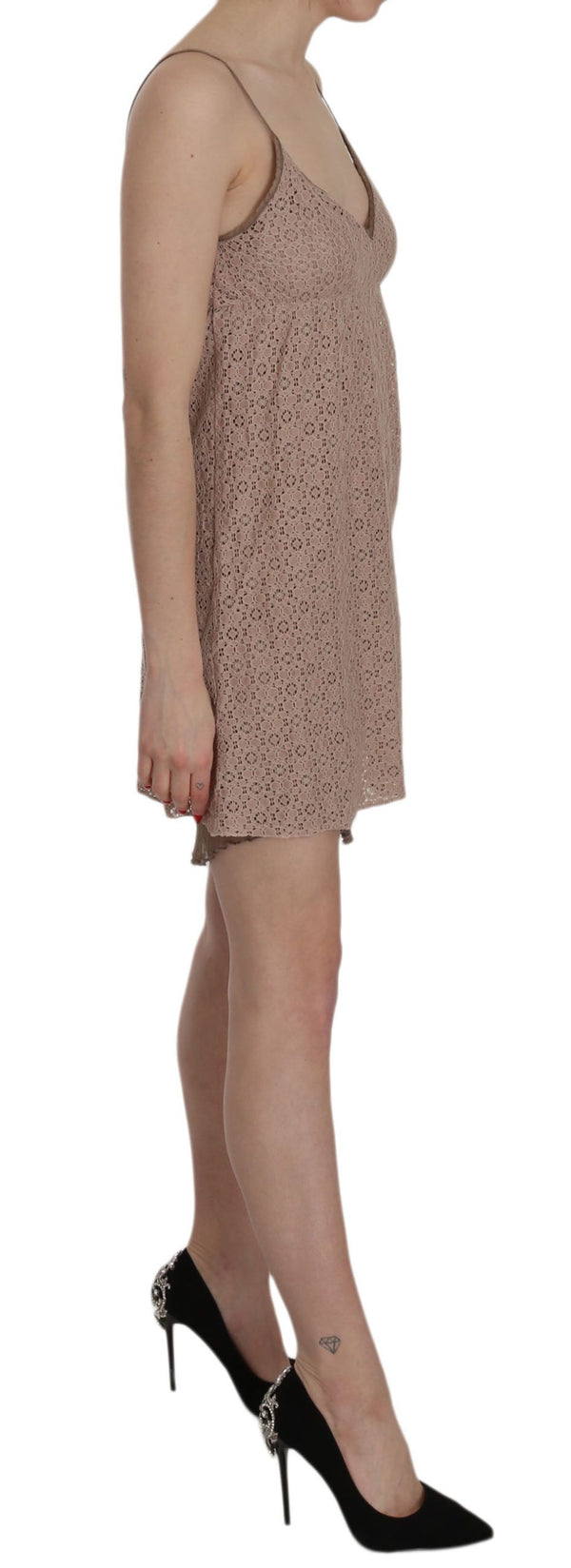PINK MEMORIES Beige Spaghetti Strap A-line Mini Cotton Dress women’s dress