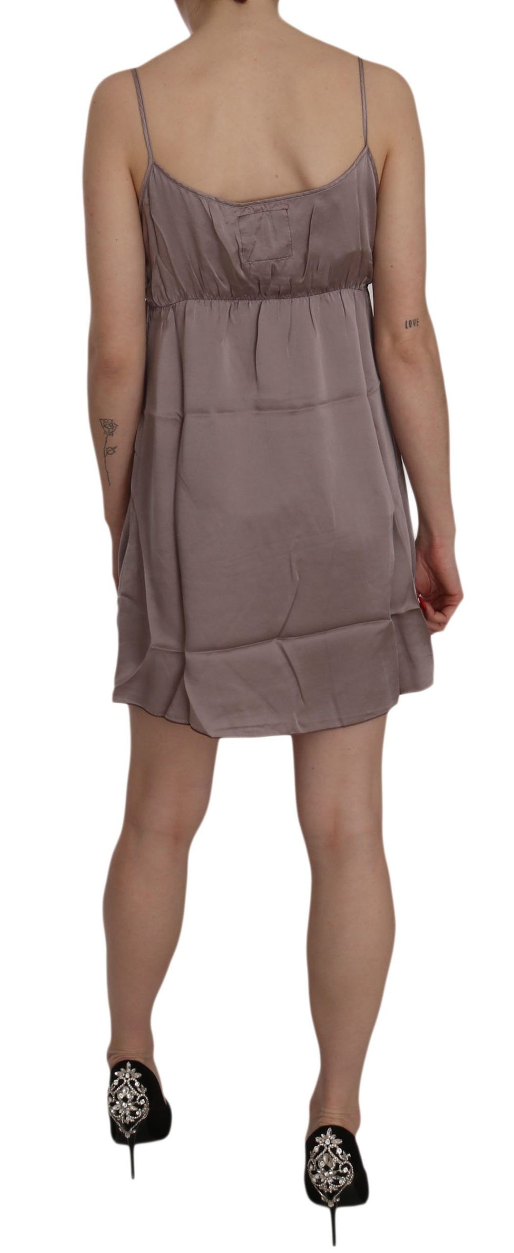 PINK MEMORIES Purple Spaghetti A-line Mini Silk Dress women’s dress