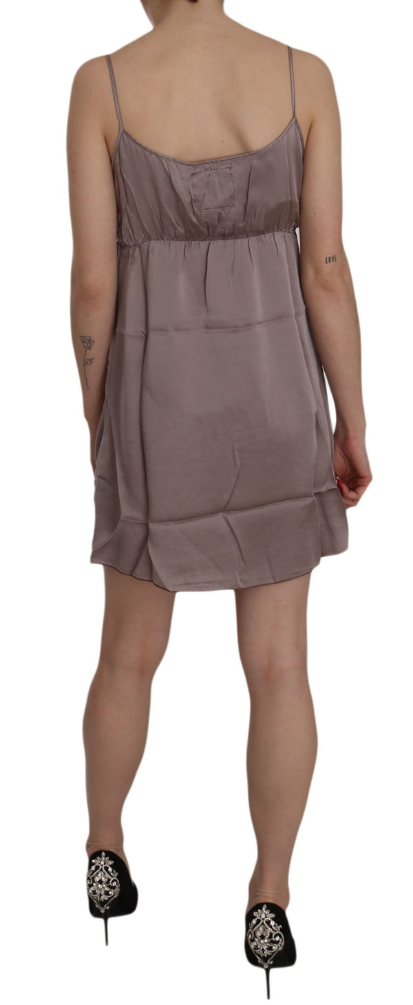 PINK MEMORIES Purple Spaghetti A-line Mini Silk Dress women’s dress