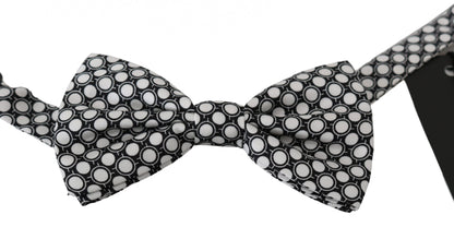 Dolce & Gabbana Men Black White Circles Adjustable Neck Papillon Bow Tie