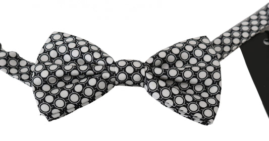 Dolce & Gabbana Men Black White Circles Adjustable Neck Papillon Bow Tie