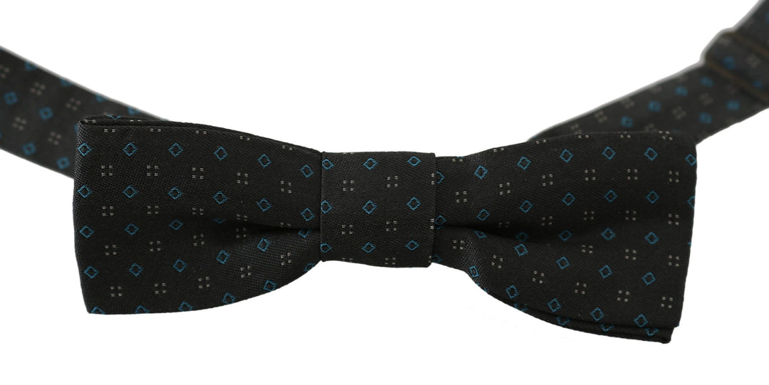 Dolce &amp; Gabbana Men Gray Pattern Silk Adjustable Neck Papillon Bow Tie