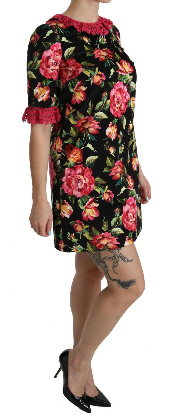 Dolce & Gabbana Floral Pink Lace A-Line Shift Mini Dress women’s dress