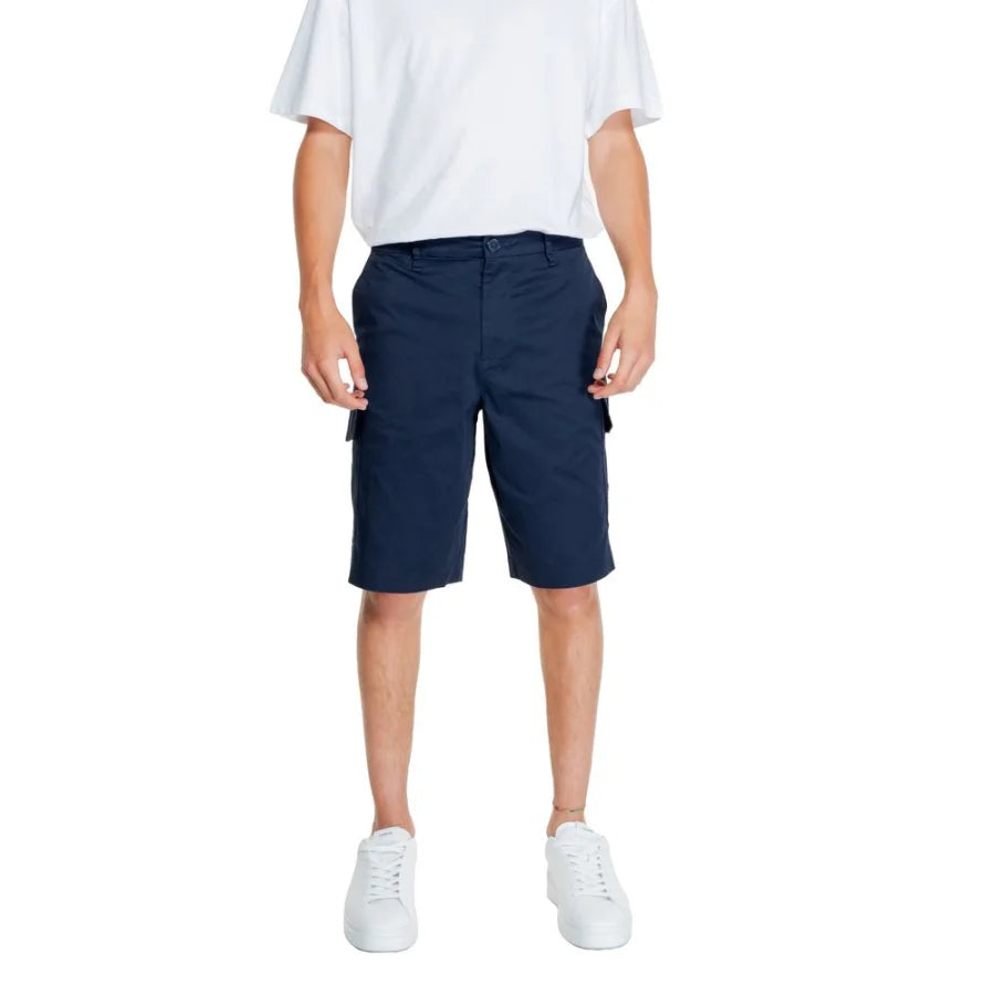 Armani Exchange Blue Cotton Bermuda Shorts