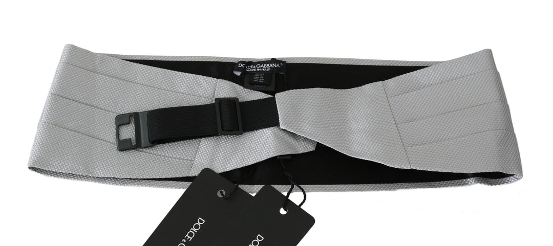 Dolce &amp; Gabbana Gray Men Waist Belt 100% Silk Cummerbund