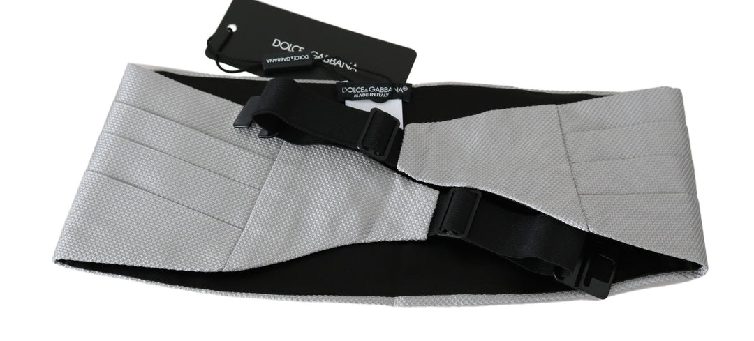 Dolce &amp; Gabbana Gray Men Waist Belt 100% Silk Cummerbund