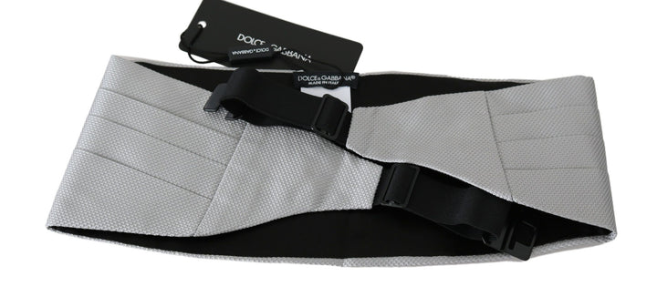Dolce &amp; Gabbana Gray Men Waist Belt 100% Silk Cummerbund
