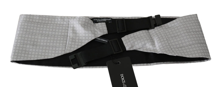 Dolce &amp; Gabbana Gray Patterned Waist Belt Silk Cummerbund