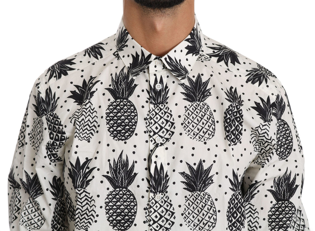 Dolce & Gabbana White Pineapple Cotton Top Shirt