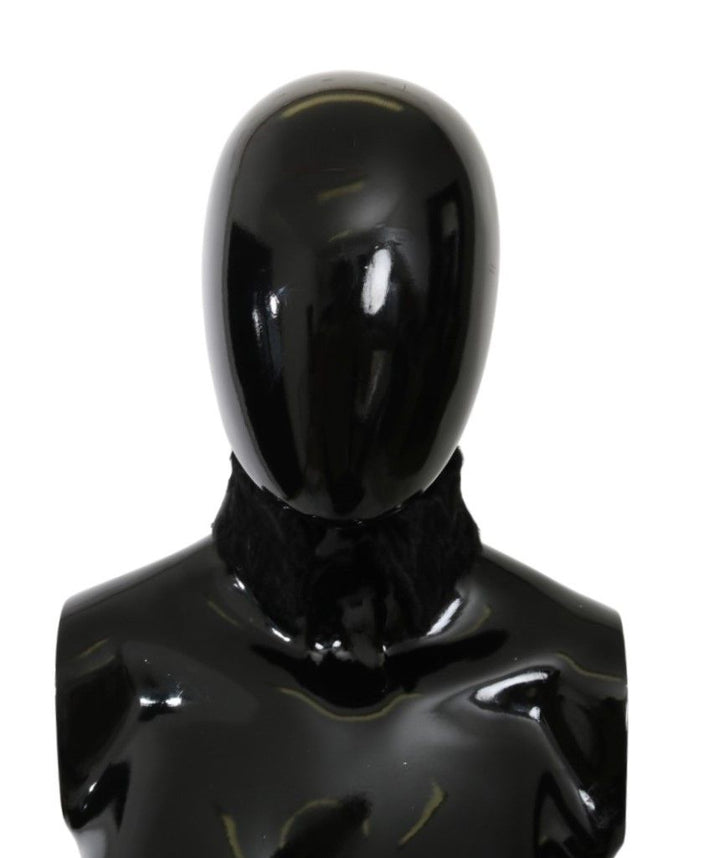 Dolce &amp; Gabbana Black Fur Neck Collar Wrap Lambskin Scarf