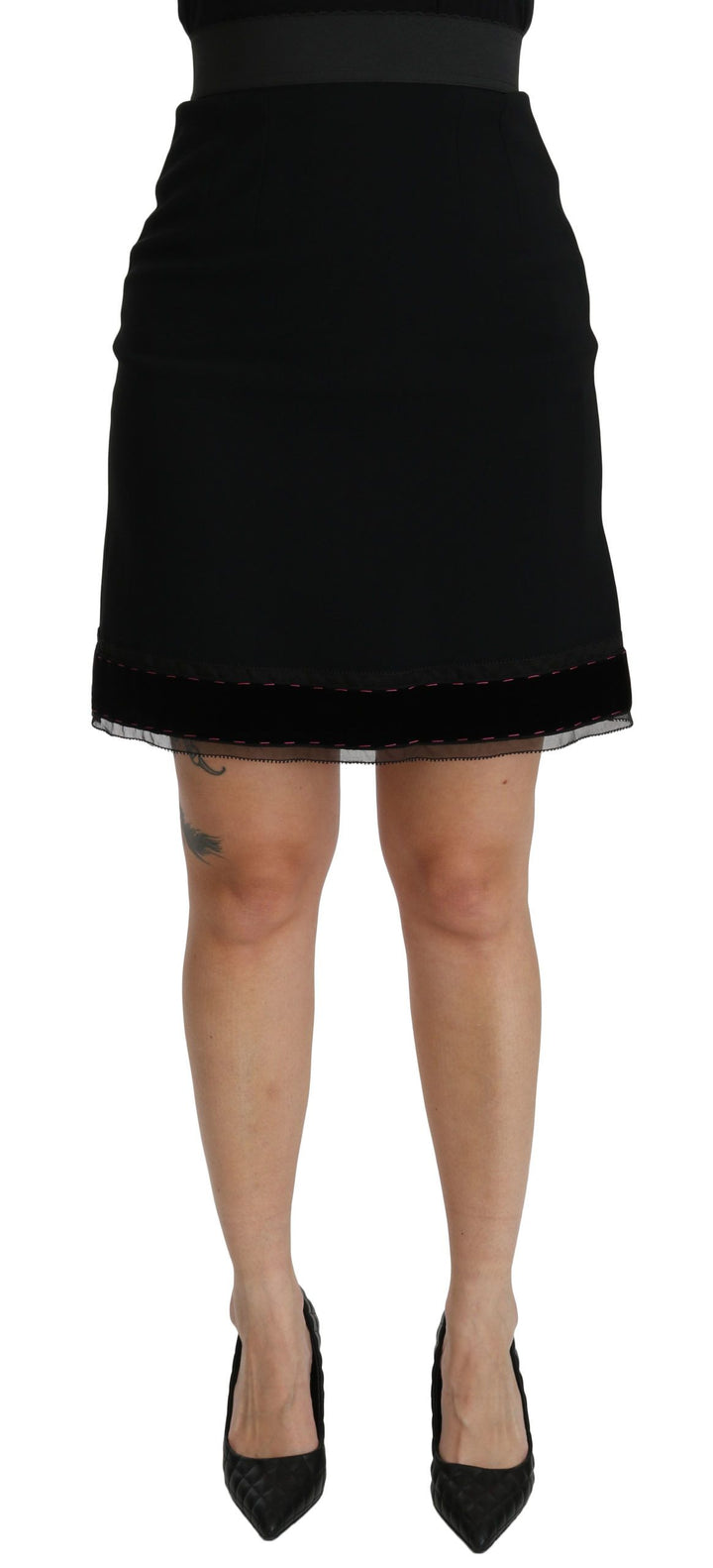 Dolce &amp; Gabbana Black A-line High Waist Mini Viscose Skirt