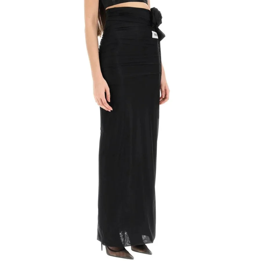 Dolce &amp; Gabbana Black Elastane Long Skirt
