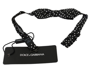 Dolce & Gabbana Black Polka Dots Mens Necktie Papillon 100% Silk Bow Tie