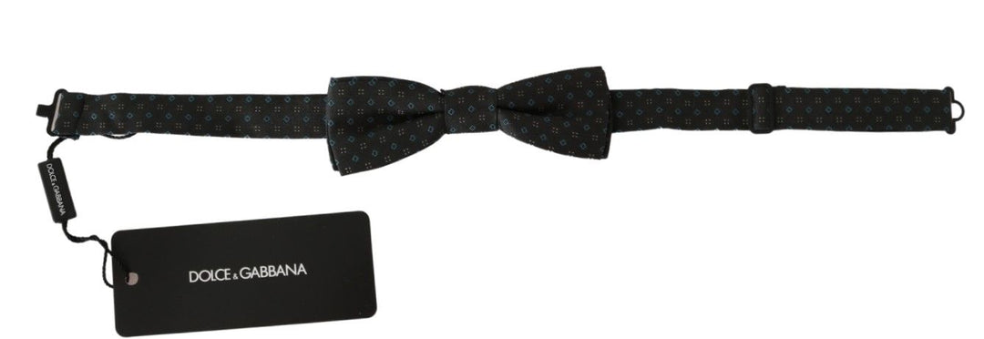 Dolce &amp; Gabbana Gray Patterned Mens Necktie Papillon 100% Silk Bow Tie