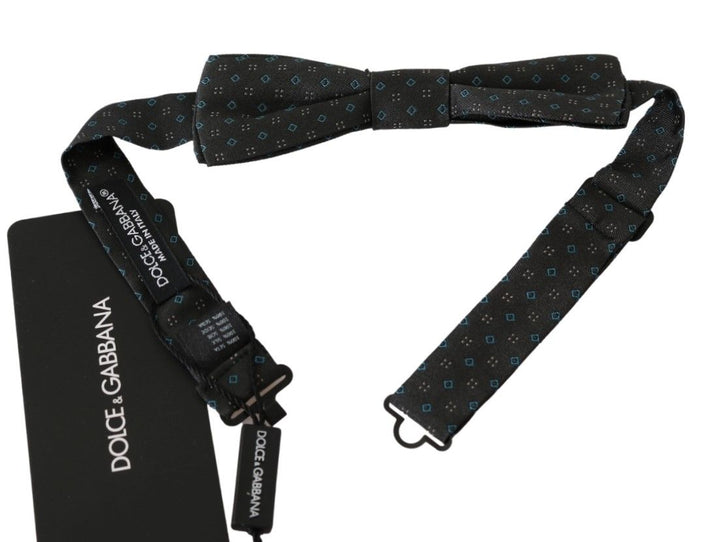 Dolce &amp; Gabbana Gray Patterned Mens Necktie Papillon 100% Silk Bow Tie
