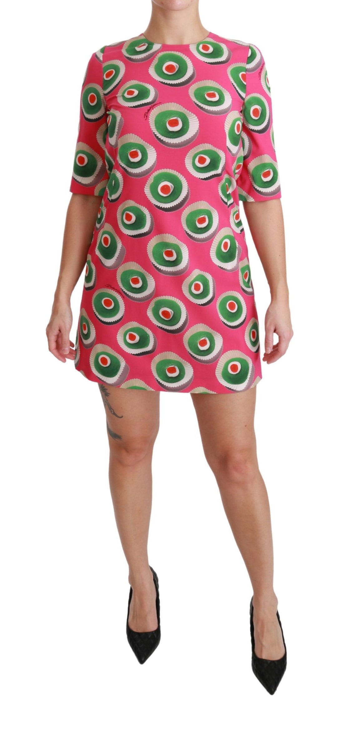 Dolce &amp; Gabbana Pink Silk Cup Cake Shift Stretch Dress women’s dress