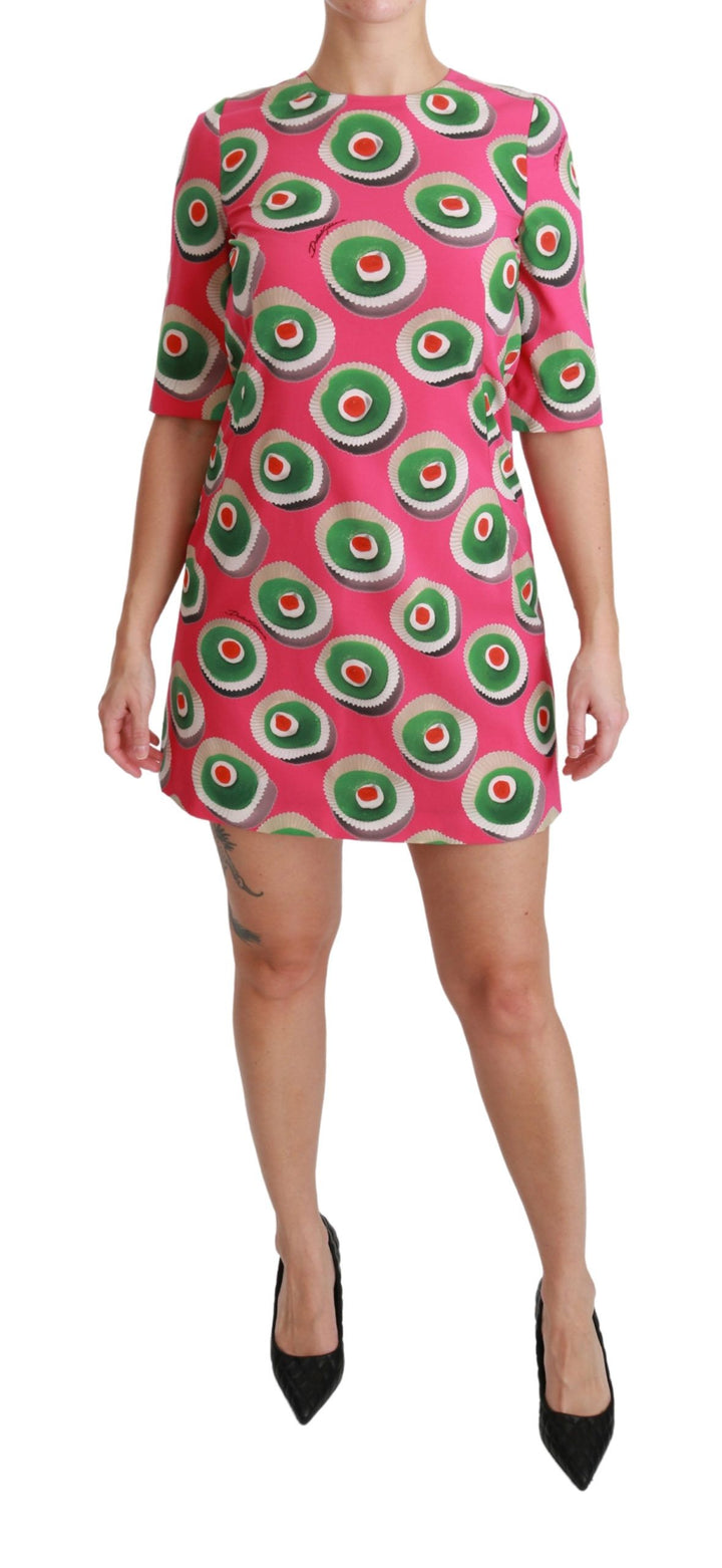 Dolce &amp; Gabbana Pink Silk Cup Cake Shift Stretch Dress women’s dress