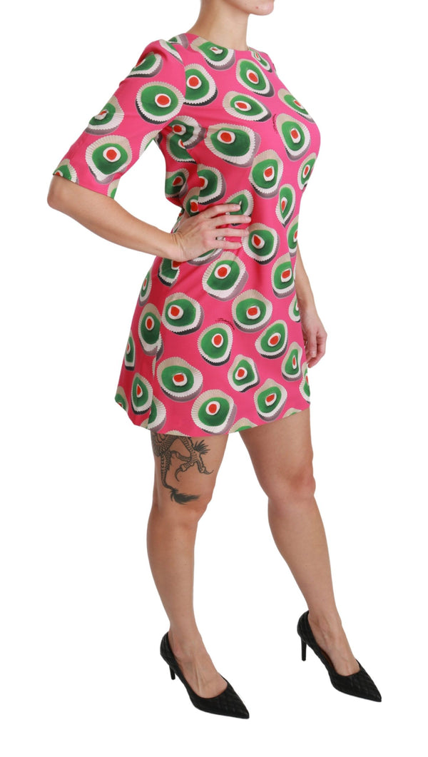 Dolce & Gabbana Pink Silk Cup Cake Shift Stretch Dress women’s dress