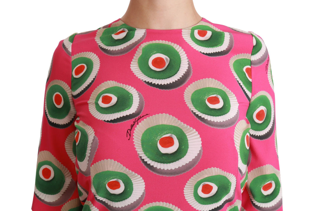 Dolce &amp; Gabbana Pink Silk Cup Cake Shift Stretch Dress women’s dress