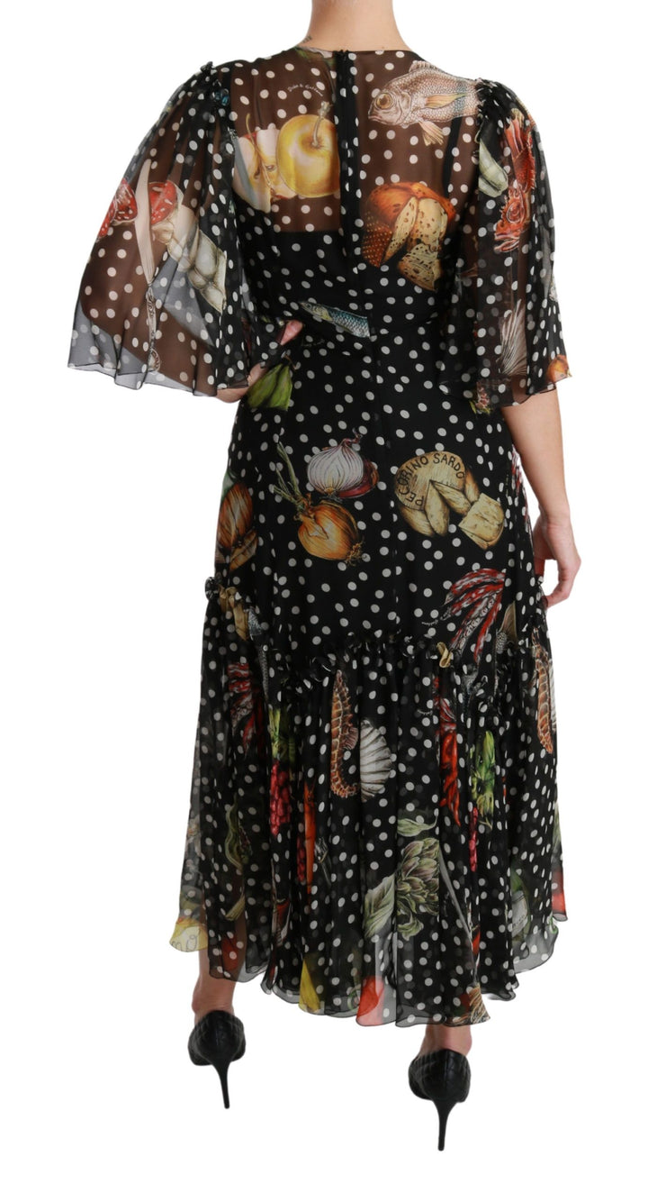 Dolce &amp; Gabbana Black Sea Fish Sicily A-line Shift Dress women’s dress