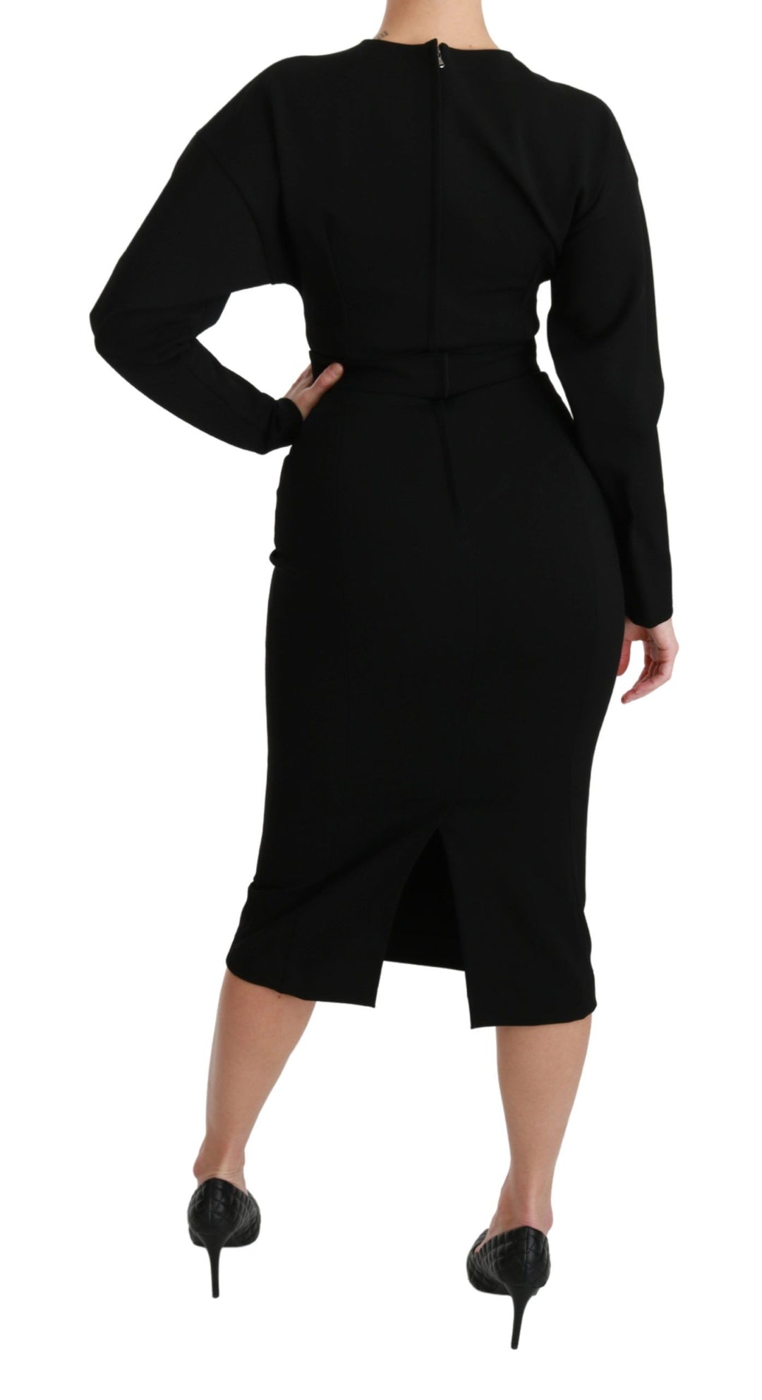 Dolce &amp; Gabbana Black Bodycon Sheath Midi Stretch Dress women’s dress
