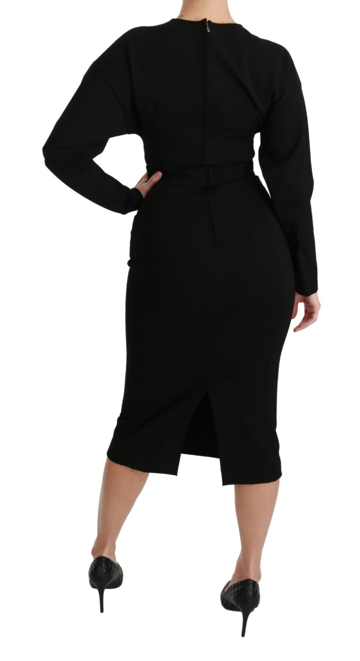 Dolce &amp; Gabbana Black Bodycon Sheath Midi Stretch Dress women’s dress